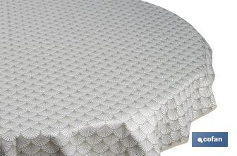 Mantel redondo antimanchas confeccionado en Jacquard con tejido resinado | Diseño de arcos verdes | Materiales: 50% algodón y 50% poliéster | Diferentes medidas - Cofan