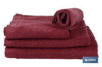 Guest towel | París Model | Burgundy | 100% cotton | Weight: 580g/m² | Size: 30 x 50cm - Cofan