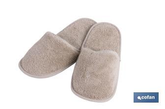 Chaussons de bain | Modèle Abisinia | Couleur Beige | 100 % Coton | Grammage 500 g/m² | Taille M ou L - Cofan