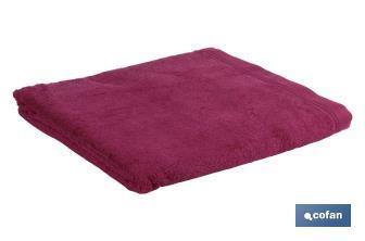 Drap de douche | Modèle Mar Rojo | Couleur Pourpre | 100 % Coton | Grammage 580 g/m² | Dimensions 70 x 140 cm - Cofan