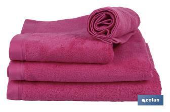 Drap de bain | Couleur Fuchsia | Modèle Primavera | 100 % Coton | Grammage 580 g/m² | Dimensions 100 x 150 cm - Cofan