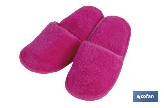 Chaussons de bain | Couleur Fuchsia | Modèle Primavera | 100 % Coton | Grammage 500 g/m² | Taille M ou L - Cofan