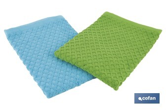 Pack de 2 torchons de cuisine | Dimensions 50 x 50 cm | Couleur vert et bleu | Modèle Merlot - Cofan