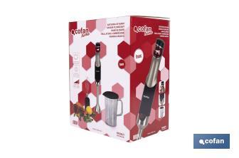 Mixeur Plongeant Électrique | Modèle Zahara | 800 W | Comprend Fouet en Acier et Verre Mélangeur de 1 L - Cofan