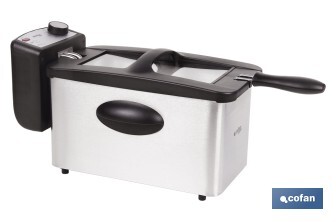 Friteuse Électrique | Modèle Riaza | Fabriqué en Acier Inoxydable Brossé | 2000 W | Capacité 3 L - Cofan