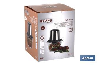 Picador Elétrico Modelo Olvera I Fabricado em aço inox e corpo de vidro I 400 W I Capacidade 1,2 L - Cofan