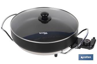 Padella elettrica Modello Belice | 1500 W | Base in acciaio con rivestimento antiaderente | Diametro: 36 cm - Cofan