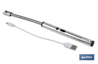 Cofan Allumeur électrique | Briquet USB rechargeable | Briquet plasma à arc électrique | Col flexible | Indicateur de batterie | Dimensions : 26 x 1,5 cm - Cofan