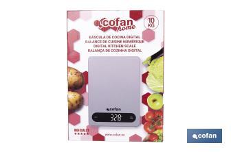 Balance de cuisine numérique disponible en 3 couleurs | Écran LED | 4 capteurs de haute précision - Cofan