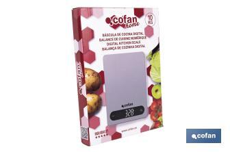 Balance de cuisine numérique disponible en 3 couleurs | Écran LED | 4 capteurs de haute précision - Cofan