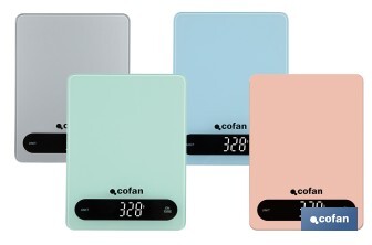 Balance de cuisine numérique disponible en 3 couleurs | Écran LED | 4 capteurs de haute précision - Cofan