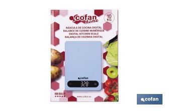 Balance de cuisine numérique disponible en 3 couleurs | Écran LED | 4 capteurs de haute précision - Cofan