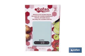 Balance de cuisine numérique disponible en 3 couleurs | Écran LED | 4 capteurs de haute précision - Cofan