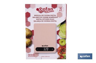 Balance de cuisine numérique disponible en 3 couleurs | Écran LED | 4 capteurs de haute précision - Cofan