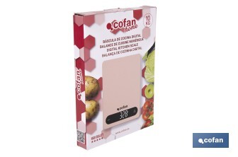 Balance de cuisine numérique disponible en 3 couleurs | Écran LED | 4 capteurs de haute précision - Cofan