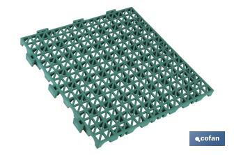 Alveolate floor tile | Set of 4 pieces | Green, blue, light or dark grey | PVC | Size: 33 x 33 x 2cm | Easy to install and perfect fit - Cofan