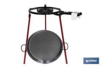 Set of paella pan + burner + stand | Polished steel paella pan included | Complete pack - Cofan