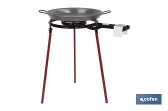 Kit paellera + fornello + supporto | Include una padella per paella di acciaio levigato | Pack completo - Cofan