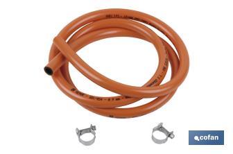 Kit per Gas Butano con fascette stringitubo | Tubo flessibile da 1,5 m | Arancione - Cofan