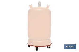 Suporte metálico com 4 rodas para botija de gás butano | Resistente até 50 kg | Adequado para botijas em cor vermelho - Cofan