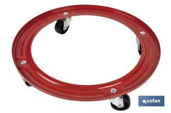 Suporte metálico com 4 rodas para botija de gás butano | Resistente até 50 kg | Adequado para botijas em cor vermelho - Cofan