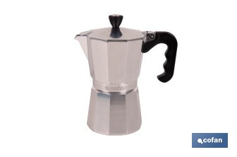 Cafetera italiana inducción | Material: aluminio | Mangos de nylon | Apta para todo tipo de fuegos | Disponible en diferentes capacidades - Cofan