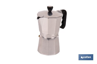 Cafetera italiana inducción | Material: aluminio | Mangos de nylon | Apta para todo tipo de fuegos | Disponible en diferentes capacidades - Cofan