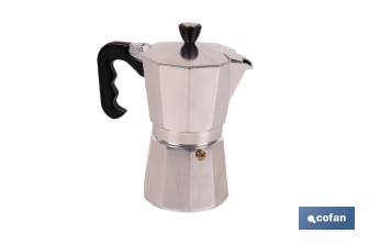 Cafetera italiana inducción | Material: aluminio | Mangos de nylon | Apta para todo tipo de fuegos | Disponible en diferentes capacidades - Cofan