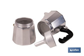 Cafetera italiana inducción | Material: aluminio | Mangos de nylon | Apta para todo tipo de fuegos | Disponible en diferentes capacidades - Cofan