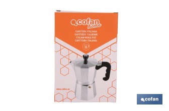 Cafetera italiana inducción | Material: aluminio | Mangos de nylon | Apta para todo tipo de fuegos | Disponible en diferentes capacidades - Cofan