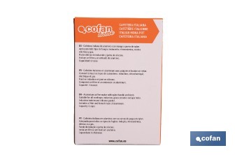 Cafetera italiana inducción | Material: aluminio | Mangos de nylon | Apta para todo tipo de fuegos | Disponible en diferentes capacidades - Cofan