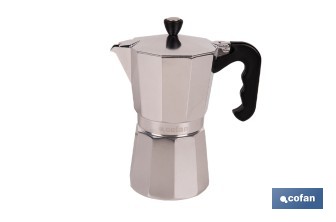 Cafetera italiana inducción | Material: aluminio | Mangos de nylon | Apta para todo tipo de fuegos | Disponible en diferentes capacidades - Cofan