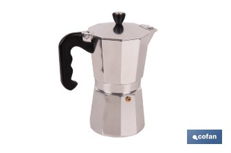 Cafetera italiana inducción | Material: aluminio | Mangos de nylon | Apta para todo tipo de fuegos | Disponible en diferentes capacidades - Cofan