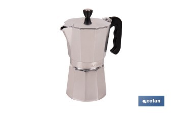 Cafetera italiana inducción | Material: aluminio | Mangos de nylon | Apta para todo tipo de fuegos | Disponible en diferentes capacidades - Cofan