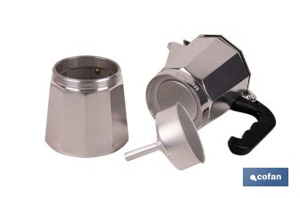 Cafetera italiana inducción | Material: aluminio | Mangos de nylon | Apta para todo tipo de fuegos | Disponible en diferentes capacidades - Cofan