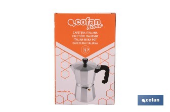 Cafetera italiana inducción | Material: aluminio | Mangos de nylon | Apta para todo tipo de fuegos | Disponible en diferentes capacidades - Cofan