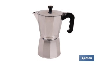 Cafetera italiana inducción | Material: aluminio | Mangos de nylon | Apta para todo tipo de fuegos | Disponible en diferentes capacidades - Cofan