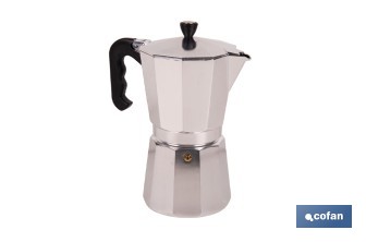 Cafetera italiana inducción | Material: aluminio | Mangos de nylon | Apta para todo tipo de fuegos | Disponible en diferentes capacidades - Cofan
