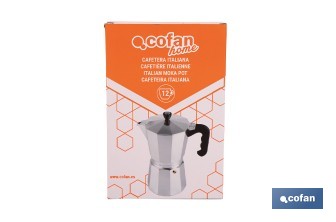 Cafetera italiana inducción | Material: aluminio | Mangos de nylon | Apta para todo tipo de fuegos | Disponible en diferentes capacidades - Cofan