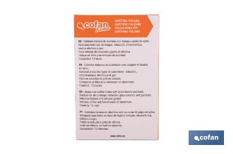 Cafetera italiana inducción | Material: aluminio | Mangos de nylon | Apta para todo tipo de fuegos | Disponible en diferentes capacidades - Cofan