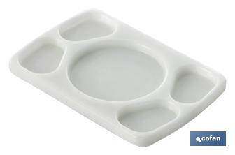 Tabla Salsera para 5 Salsas | Medida 30 x 20 x 1,5 cm | Color Blanco - Cofan