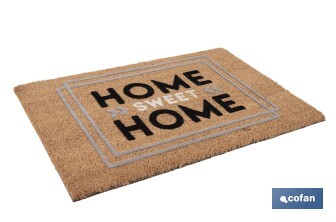  Paillasson pour intérieur avec conception Home | Fabriqué en coco floqué et polyester | Dimensions : 40 x 60 x 1,60 cm - Cofan