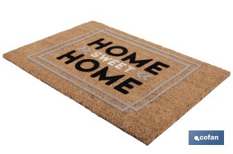  Paillasson pour intérieur avec conception Home | Fabriqué en coco floqué et polyester | Dimensions : 40 x 60 x 1,60 cm - Cofan