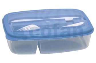 Rectangular lunch box with cutlery | 1.5-litre Capacity | Several Colours - Cofan