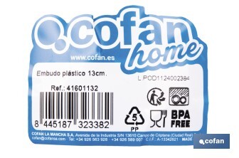 Plastic Funnel | Available in blue with food safety certification | Different Sizes - Cofan
