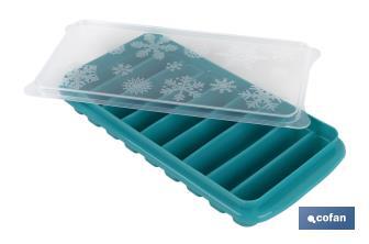 Cubitera de Hielo Rectangular con Tapa | Color Turquesa | Medida: 12,5 x 26 x 4 cm - Cofan