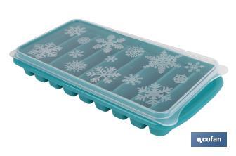 Rectangular ice cube tray with lid | Turquoise | Size: 12.5 x 26 x 4cm - Cofan