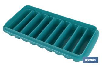 Rectangular ice cube tray with lid | Turquoise | Size: 12.5 x 26 x 4cm - Cofan