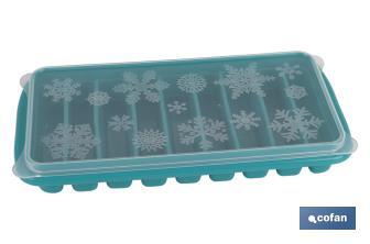 Rectangular ice cube tray with lid | Turquoise | Size: 12.5 x 26 x 4cm - Cofan