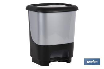 Rigid and Strong Class Pedal Bin PEDAL BIN | 10-litre Capacity | Grey & Black - Cofan